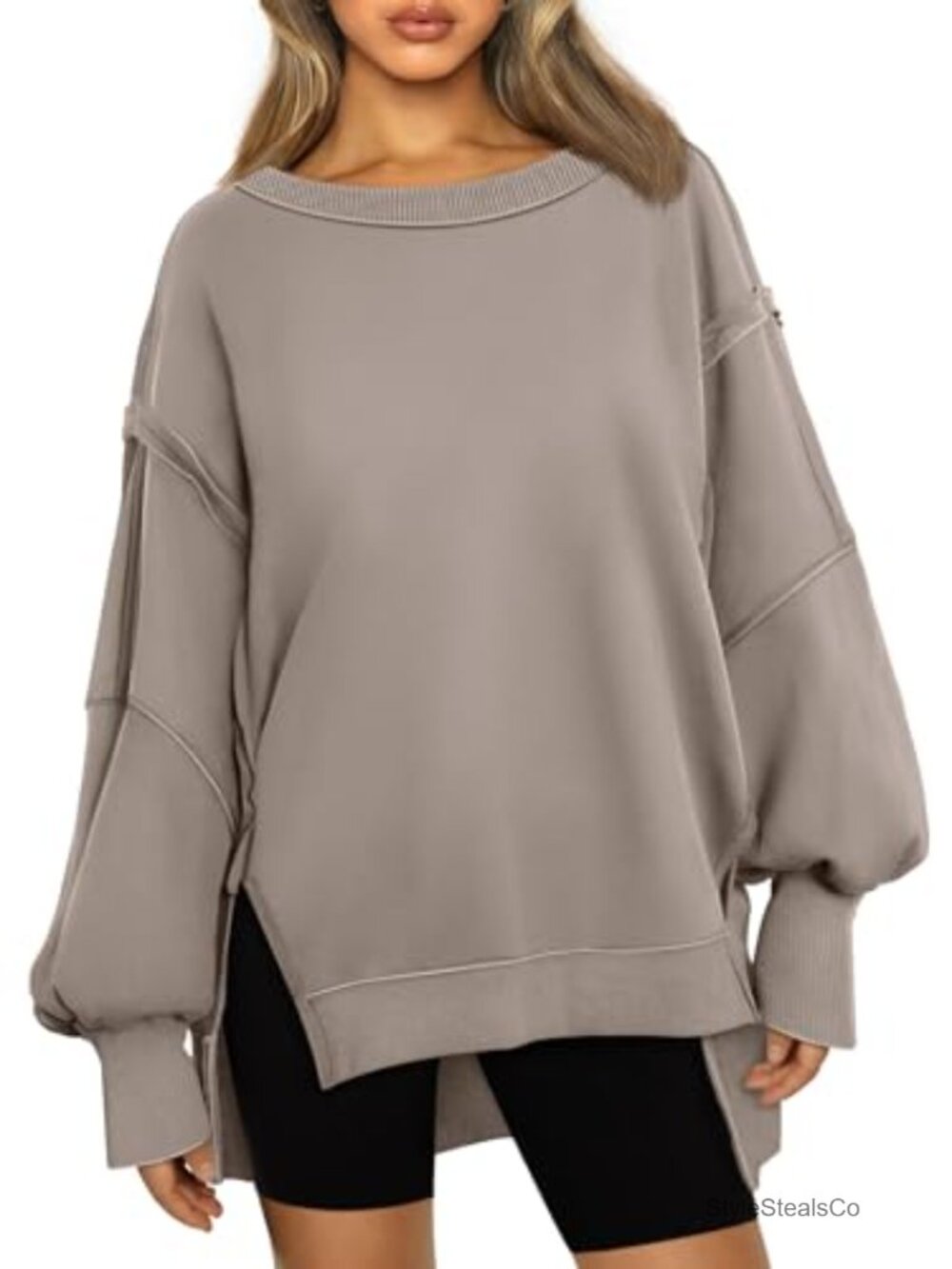 Oversized Y2K Crewneck Sweatshirt Fleece-Lined Lightweight Pullover
